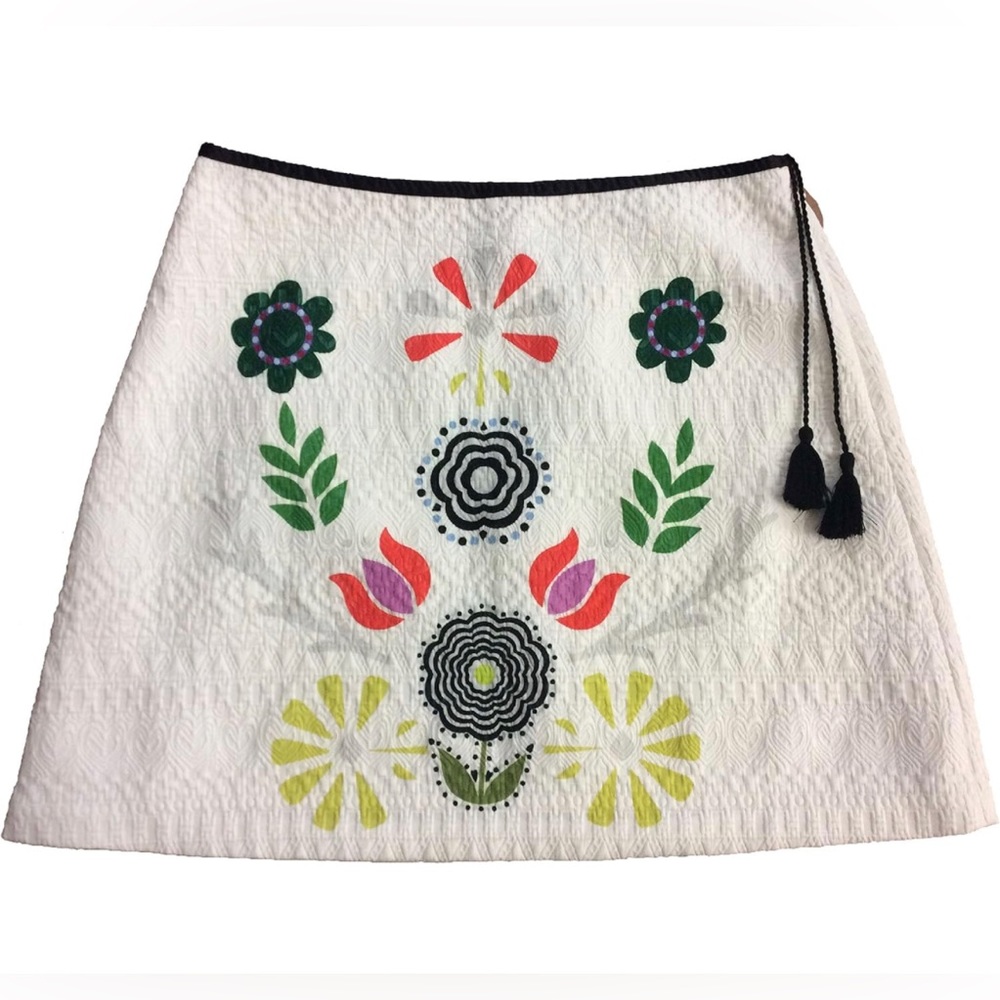 CR By Cynthia Rowley Women's Printed Mini Skirt,White,Size:2